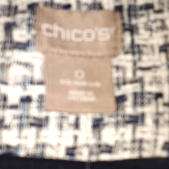 Chico's Moto Tweed Trim Detail Navy Jacket - Picture 12 of 15